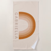 Serviette De Plage Abstrait Boho Desert Rainbow Terracotta Nom (Devant)