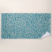 Serviette De Plage Abstrait cyan foncé fleuri motif (Devant)