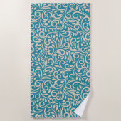 Serviette De Plage Abstrait cyan foncé fleuri motif (Devant)