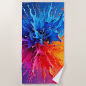 Serviette De Plage Abstrait de projection de peinture dynamique (Devant)