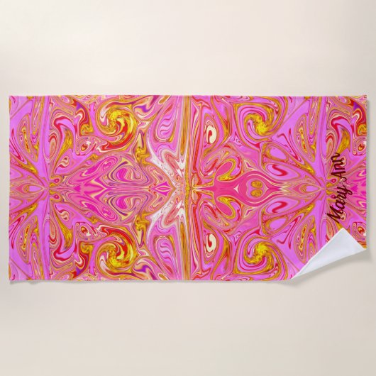 Serviette De Plage Abstrait de rotation rose/or (Devant)