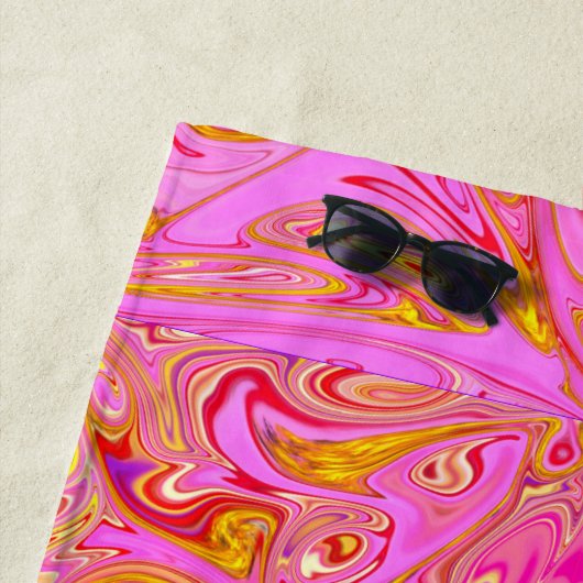 Serviette De Plage Abstrait de rotation rose/or (En situation)