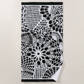 Serviette De Plage Abstrait effet Crochet noir et blanc (Devant)