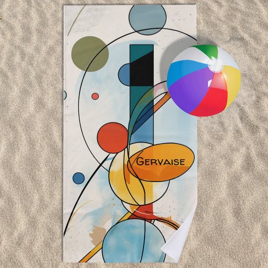 Serviette De Plage Abstrait géométrique moderne avec cercles rythmiqu