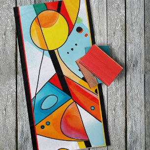 Serviette De Plage Abstrait géométrique moderne en rouge, jaune et bl