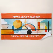 Serviette De Plage Abstrait géométrique orange personnalisé (Devant)