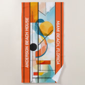 Serviette De Plage Abstrait géométrique orange personnalisé (Devant)