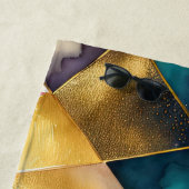 Serviette De Plage Abstrait Géométrique violet bleu rose or (En situation)