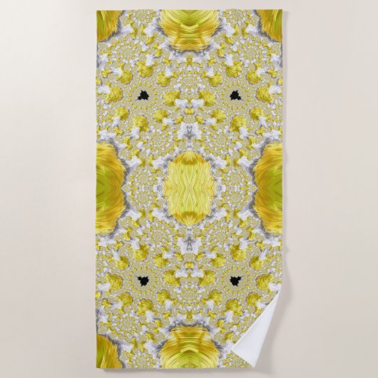Serviette De Plage Abstrait Gold Fractal (Devant)