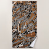 Serviette De Plage Abstrait gris, noir et caramel (Devant)