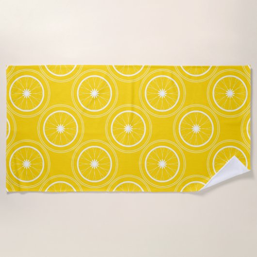 Serviette De Plage Abstrait jaune clair rétro citron motif (Devant)