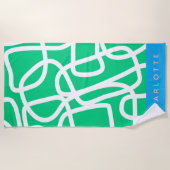 Serviette De Plage Abstrait Moderne Art en Vert Personnalisé (Devant)