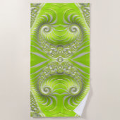 Serviette De Plage Abstrait Moderne Lime Green Spiral Fractal (Devant)