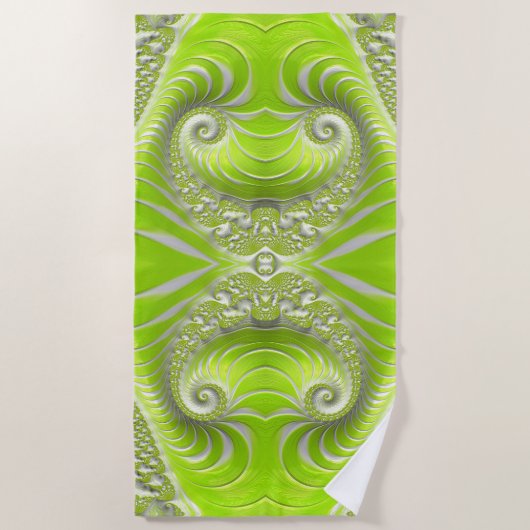 Serviette De Plage Abstrait Moderne Lime Green Spiral Fractal (Devant)