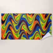 Serviette De Plage Abstrait multicolore ondulé (Devant)