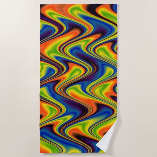 Serviette De Plage Abstrait multicolore ondulé (Devant)