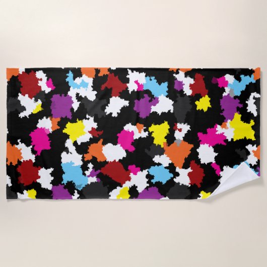 Serviette De Plage Abstrait noir coloré irrégulier (Devant)