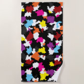 Serviette De Plage Abstrait noir coloré irrégulier (Devant)
