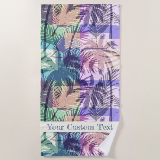 Serviette De Plage Abstrait Palm Tree Motif texte personnalisé servie (Devant)