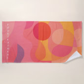 Serviette De Plage Abstrait pivotant personnalisé rose orange (Devant)