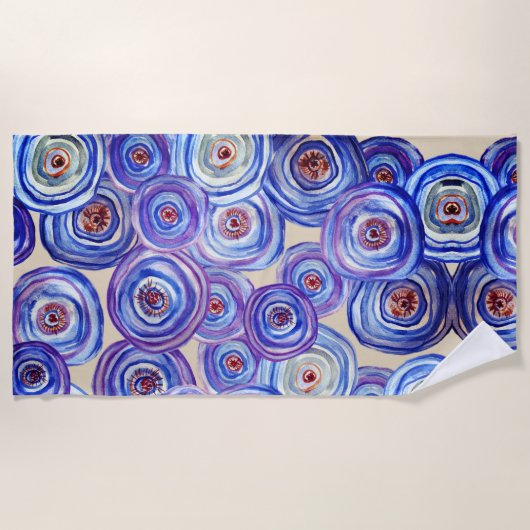 Serviette de plage Abstrait Roses Violettes (Devant)