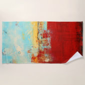 Serviette De Plage Abstrait rouge de l'Alaska (Devant)