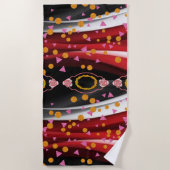 Serviette de plage Abstrait rouge noir blanc (Devant)