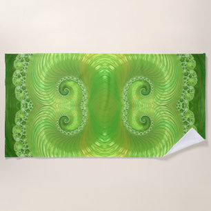 Serviette De Plage Abstrait symétrique vert fractal