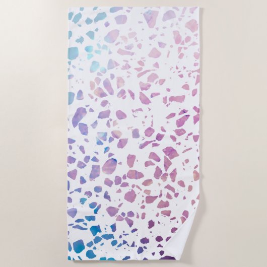 Serviette De Plage Abstrait Terrazzo Mosaic rose et Motif bleu (Devant)