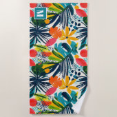 Serviette De Plage Abstrait tropical monographique (Devant)