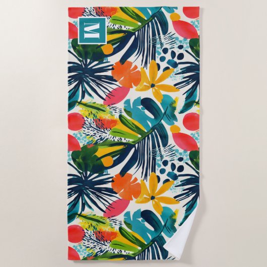 Serviette De Plage Abstrait tropical monographique (Devant)
