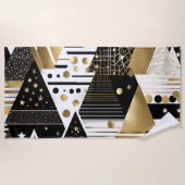 serviette de plage abstraite en or et triangles no (Devant)