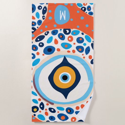 Serviette de plage abstraite moderne à monogramme  (Devant)