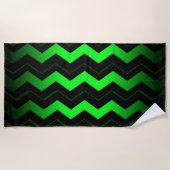 Serviette De Plage Accent vert et noir sur vert clair (Devant)