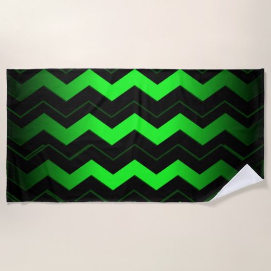 Serviette De Plage Accent vert et noir sur vert clair (Devant)
