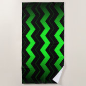 Serviette De Plage Accent vert et noir sur vert clair (Devant)