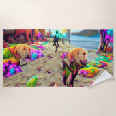 Serviette De Plage Accueil Famille de plage Labrador Retriever Dog (Devant)