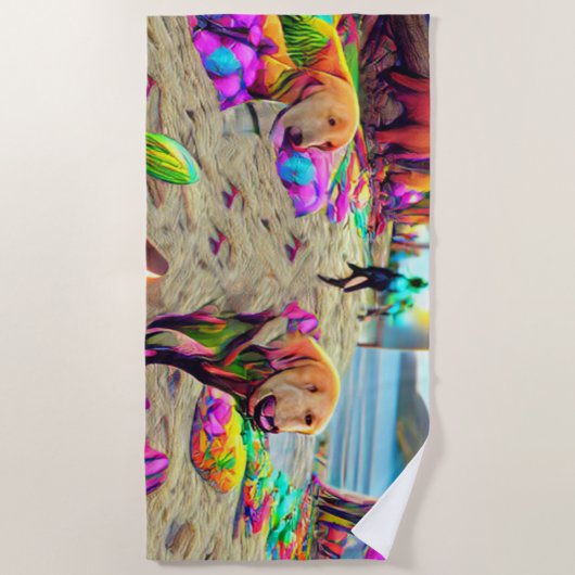 Serviette De Plage Accueil Famille de plage Labrador Retriever Dog (Devant)