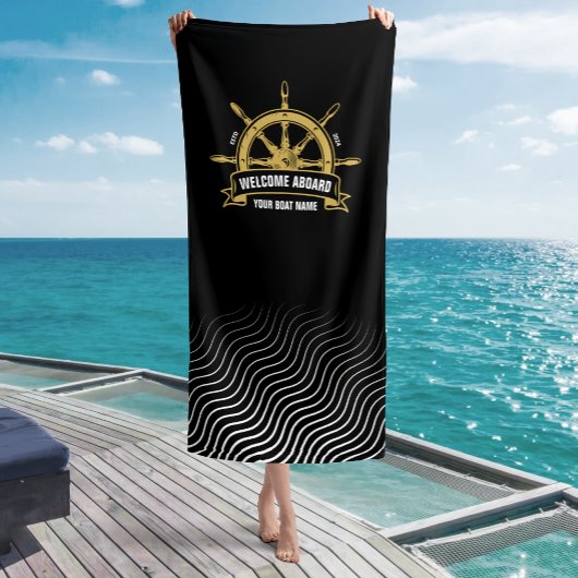 Serviette De Plage Accueil personnalisé à bord de la roue de navire n