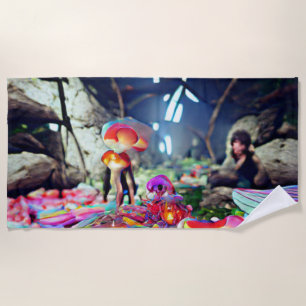 Serviette De Plage Accueil Plage Famille Champignons et fées Be