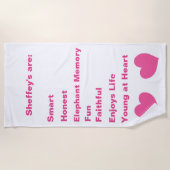 Serviette De Plage Acronyme rose Sheffey (Devant)