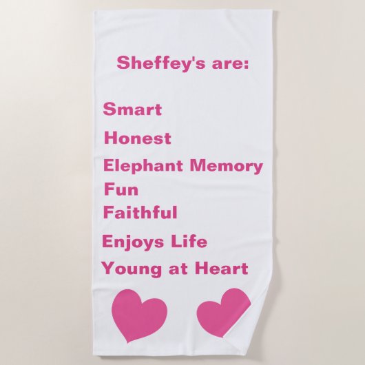 Serviette De Plage Acronyme rose Sheffey (Devant)