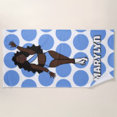 Serviette De Plage Add A Name Beach Towel Baby Blue /White (Devant)