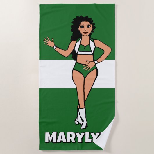 Serviette De Plage Add A Name  Beach Towel Green /White (Devant)