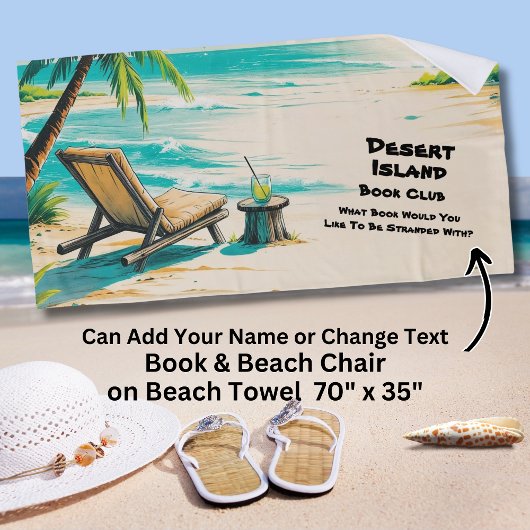 Serviette De Plage Add Name Text,  Desert Island Book Club