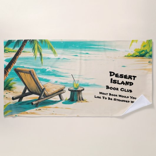 Serviette De Plage Add Name Text,  Desert Island Book Club (Devant)