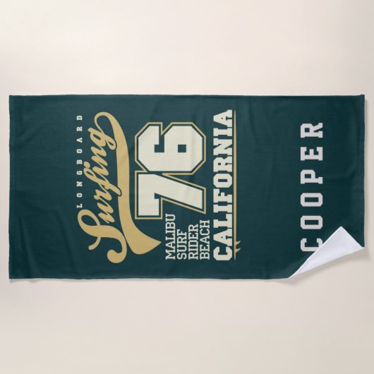 Serviette De Plage Additionnez votre | nommé Longboard surfant | la (Devant)