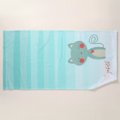 Serviette De Plage adorable chatte de dessin animé Whimsical - Person (Devant)