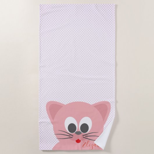 Serviette De Plage Adorable Cute Whimsical Cartoon Chat - Personnalis (Devant)