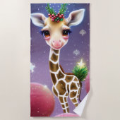 Serviette De Plage Adorable Imaginaire bébé Giraffe avec Holly (Devant)